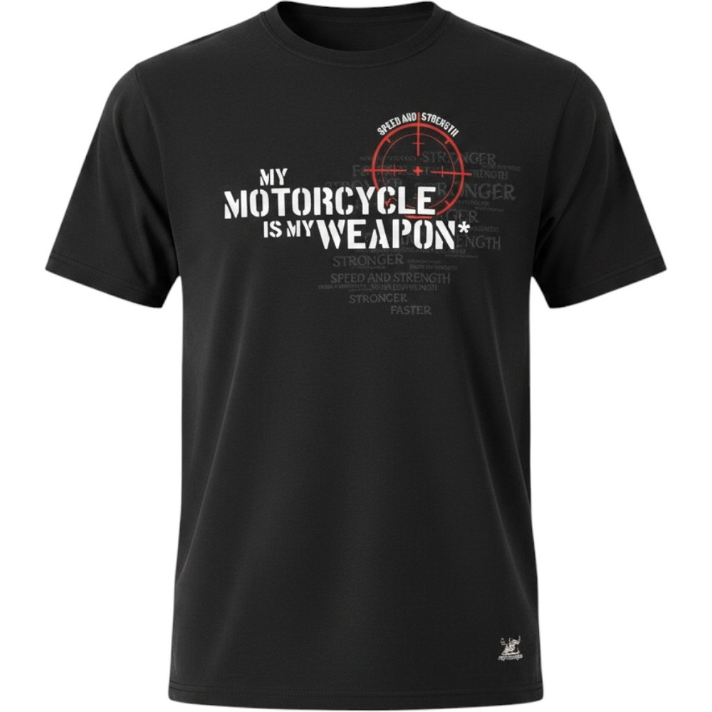 Speed and Strength Mens Black Motorcycle Is My Weapon Graphic T-Shirt Medium NWT
